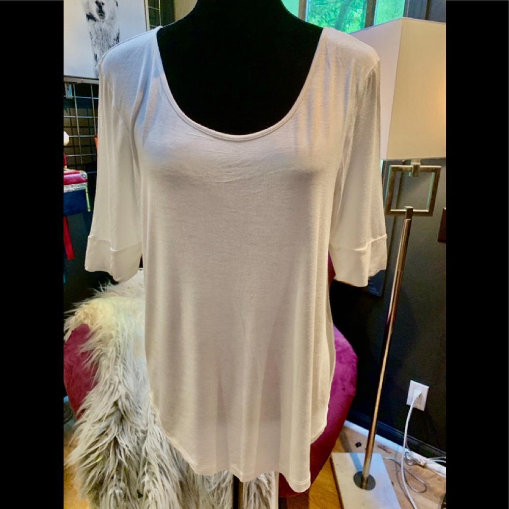 Zenana Outfitters 3/4 length sleeve white t-shirt